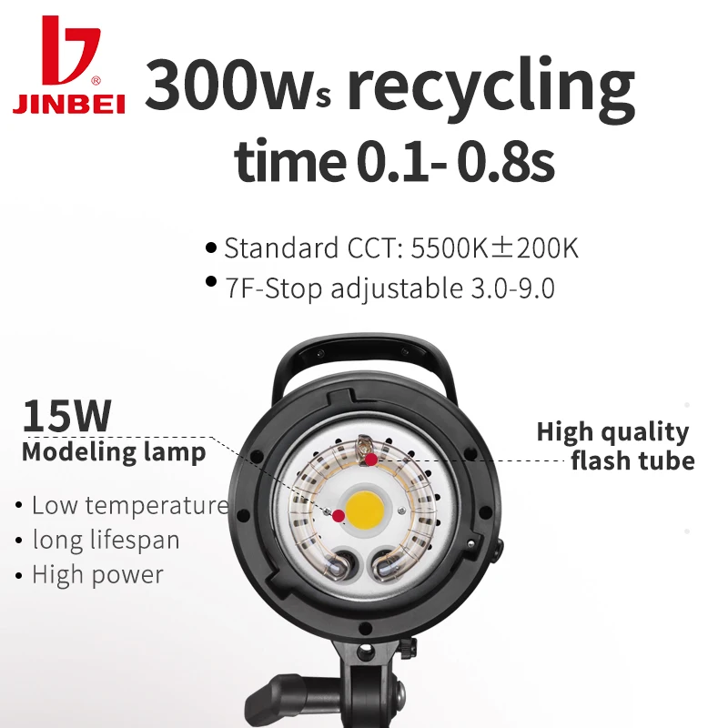 JINBEI DMII 3 300Ws Studio Flash Strobe Light Camera Flash Lights Wireless for Photography Lighting