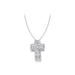 Keiyue 925 Sterling Silver Minimalist Cross Pendant Necklace Fine Jewelry for Women's Weddings Engagements Parties