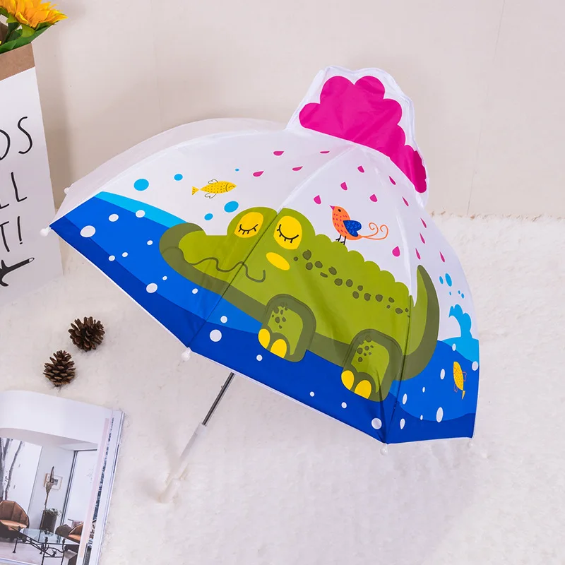 Lotus Cute Cartoon Umbrella Kids Animation Creative Longhandled 3d Ear