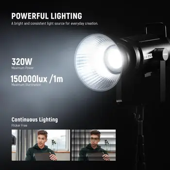 NEEWER CB300B 320W LED Video Light With APP Remote Control,All Metal Bi Color COB Continuous Output Lighting for Video Recording detail image