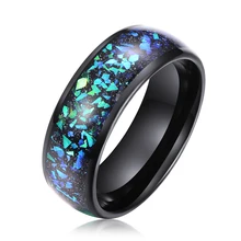 Black 8mm Flat Alexandrite Space Rings Tungsten Sandstone Inlay Galaxy Wedding Ring for Men