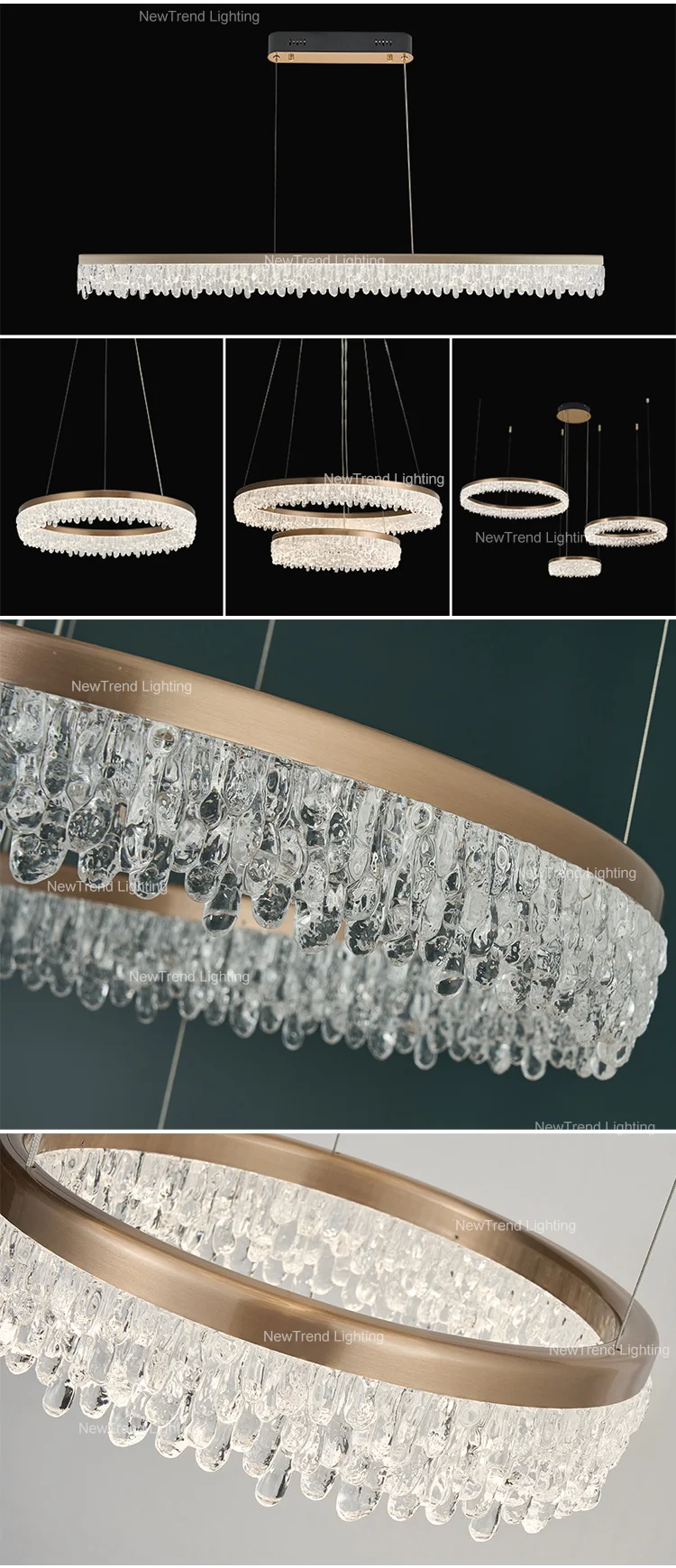 lc88206 new product indoor decoration pendant light living dining room restaurant home acrylic ceiling led ring chandelier-2