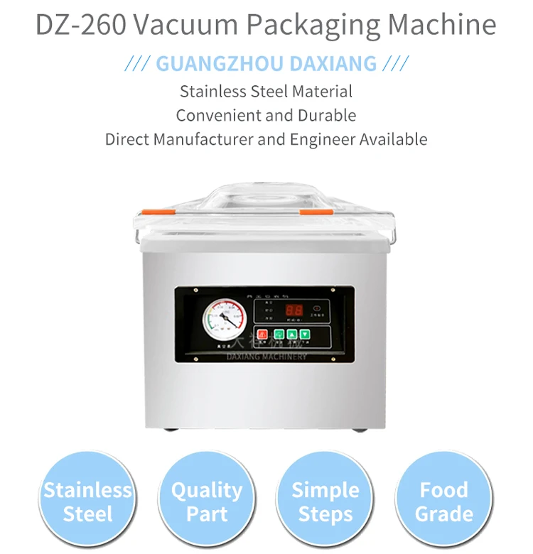 DZ-260 Hot Selling Pillow Fluffy Cushion Food Meat Compressed Vacuum Sealer Packing Machine details