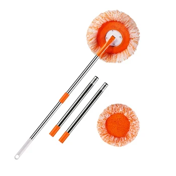 2023 Sunflower Telescopic Mop One-Tow Household Cleaning Steel Flat Dust Wipe Ceiling Car Washing Lazy Man Artifact Cloth Wall