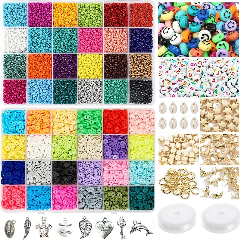 6mm Thin Pieces Shell Soft Ceramic Pieces Soft Ceramic Beads 24 Color Rice Beads Pendant Accessories Bohemian Wind Accessories