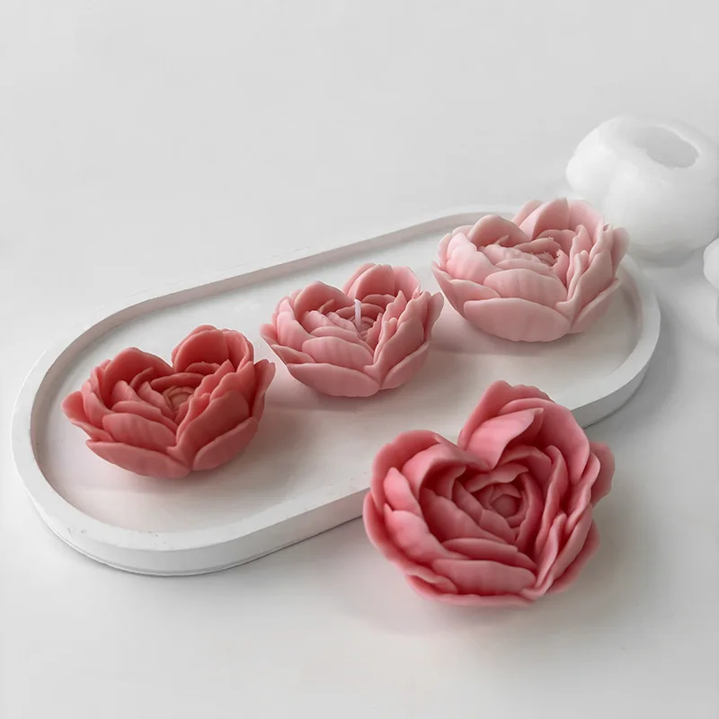 Heart Flower DIY Handmade Soap & Gel Gypsum Candle Silicone Mold Rose Aromatherapy for Cake Tools Rose Mold manufacture
