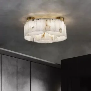 Modern Simple Luxury LED Ceiling Lamp Designer Creative Marble Copper Material for Bedroom Dining Room Study Living Room AC