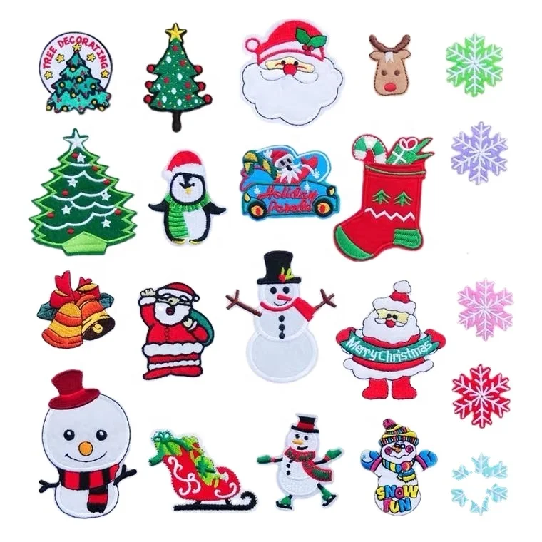 Hot Sale 2020 Cheap Custom Embroidery Patches Ironing Badges Christmas Tree...