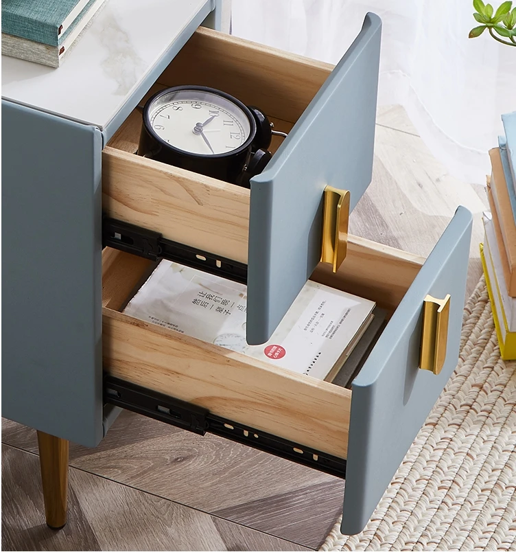 Smart Bedside Table Nightstand Side Table with 2 Drawer Modern Solid Wood Italian Luxury