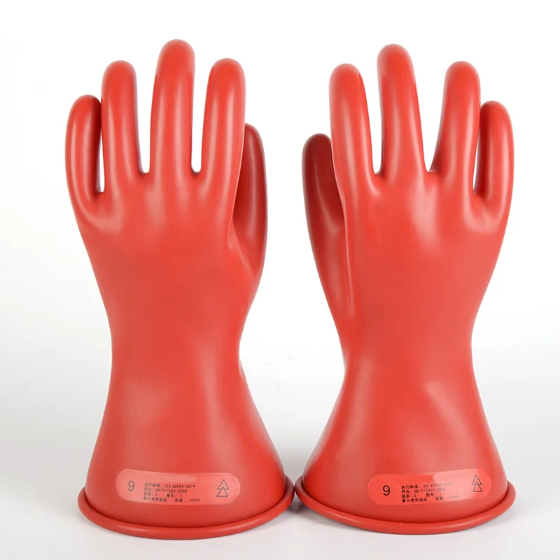 Wasserdichte rote isolierende Arbeits klasse 0 elektrisch isolierte Gummi  handschuhe 1000v