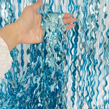 Wholesale Colorful Wave Shape Shiny Twinkle Star Tassel Rain Curtain Background Layout Decor for Bar Club & Home Festival Party
