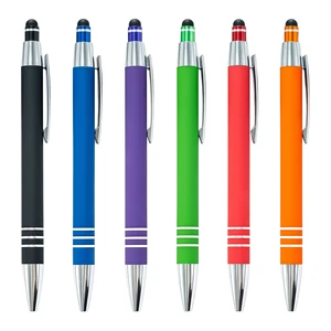 Multi-functional Matte Rubber Paint Press-Type Metal Ballpoint Pen with Custom LOGO for Promotional Gift and Business Office