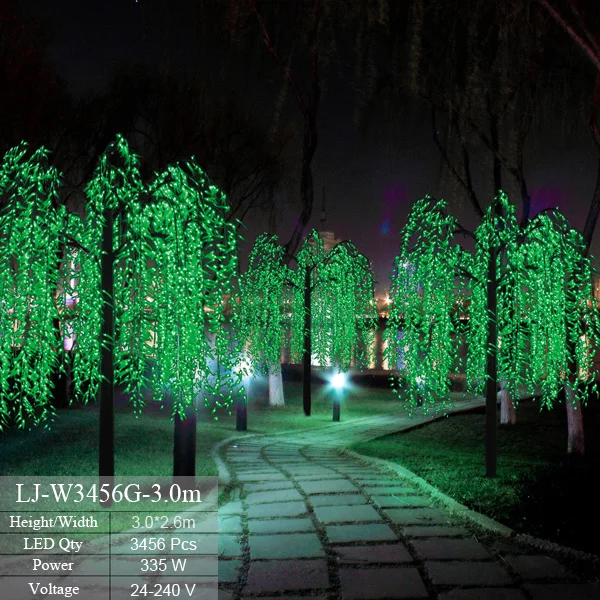 3456 Leds Outdoor LED Lighted Artificial Weeping Willow Branches