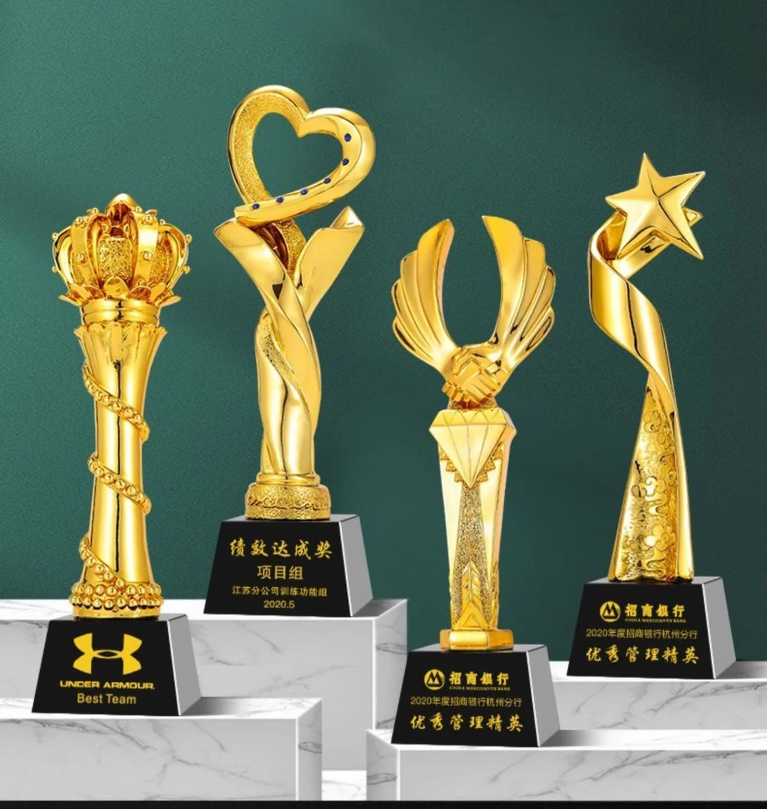 product factory new design crown crystal resin trophy with black crystal base-30