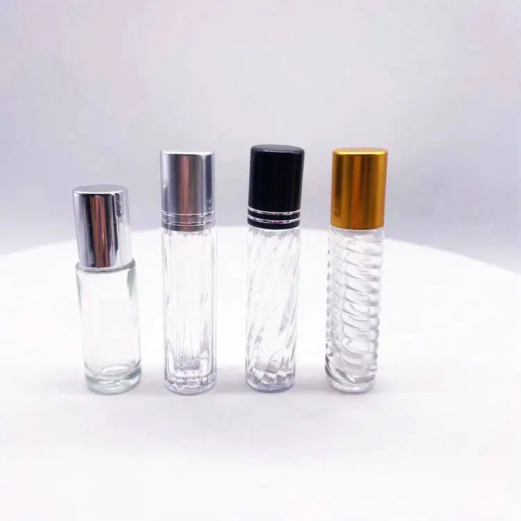 Wholesale Factory Direct 3ml 4ml 5ml 6ml 8ml 10ml 15ml Unique Design Steel clear Empty  Roll on Glass Bottle with Aluminium Cap