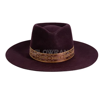 Wholesale Custom High Quality Men Wide Brim Australian Wool Felt Fedora Hats Unisex
