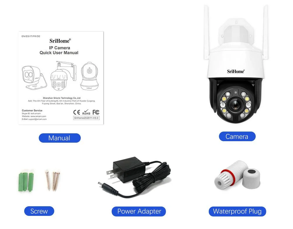 SriHome 5MP 5G WIFI IP Camera Indoor Outdoor Security 20X Zoom Wireless  Video Surveillance CCTV Cameras P2P Dome Camera - Main Image