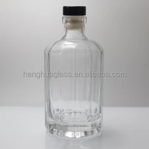 Custom clear 1000ml 1l  Unique Shape  Flint Glass Liquor Bottle 1 Liter Polygon Vodka Wine Brandy Spirits Whiskey Glass Bottle
