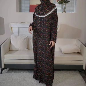 Middle East Spring and Summer New Loose Long Fashion Printed Hooded Plus Size Elegant Dress