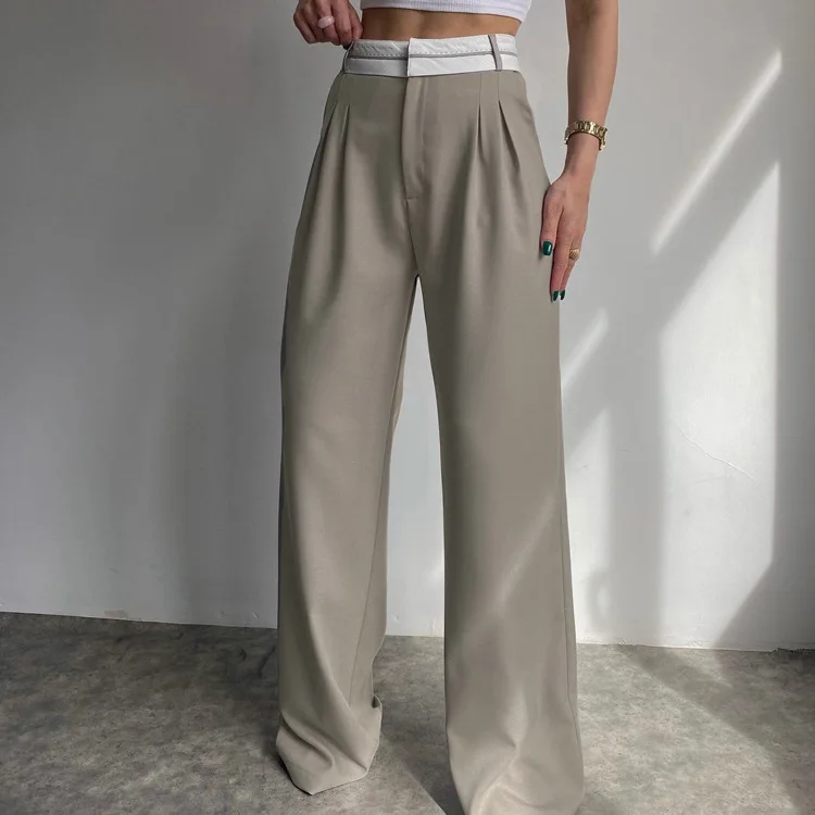High Waist Full Length Trousers  Straight Leg Office Pants for Business Casual Wear thumbnail