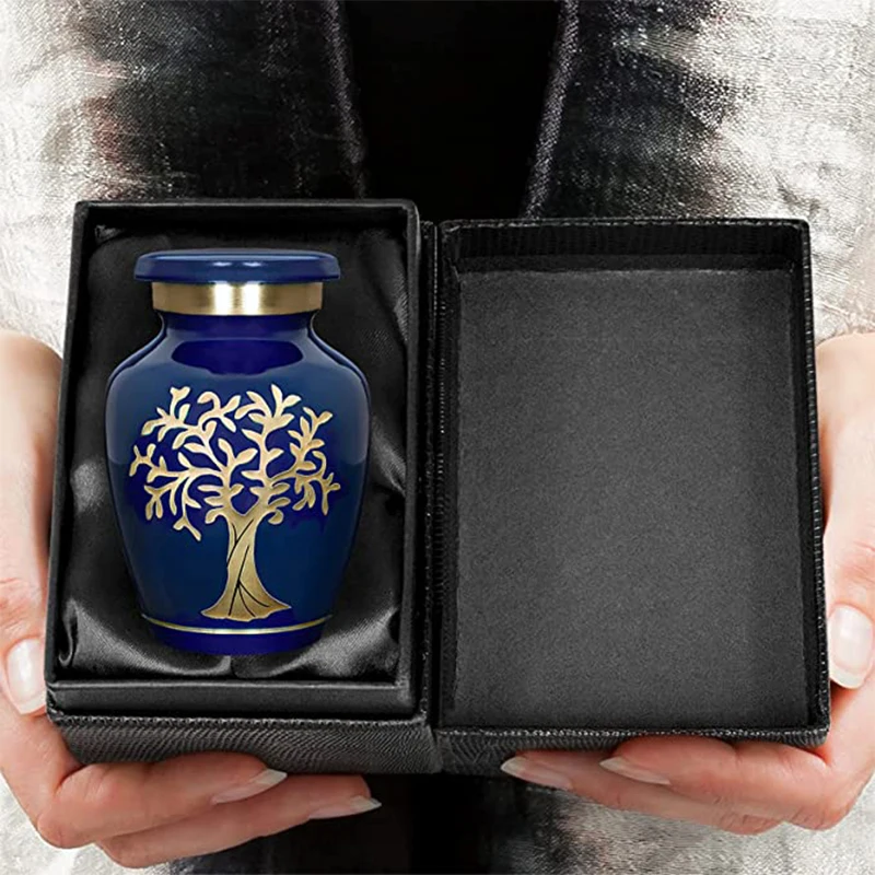 Tree of Life Blue Small Keepsake Urn for Human Ashes Mini Sharing Urns That Makes a Warm Resting Place for Your Loved One Lost