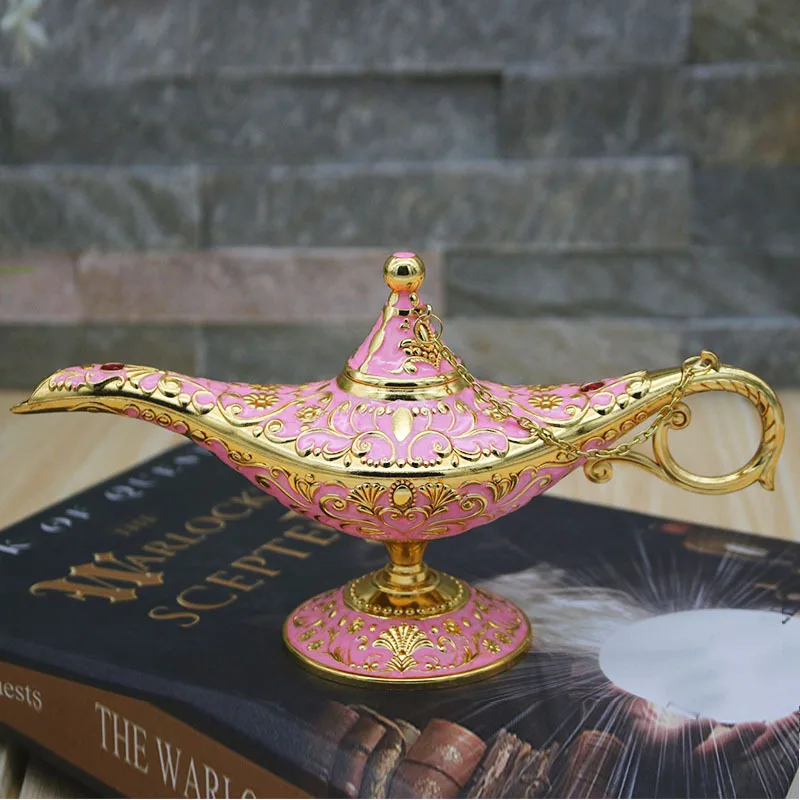 Brass Alladin Genie Lamp Incense Burner - Mid-East Hollow Carving