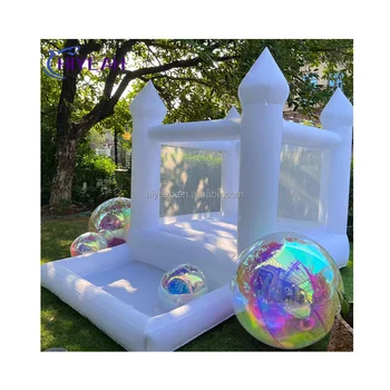 White All Bounce House Kids Inflatable Bounce Houses Commercial Mini Size With Balloon Pit