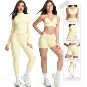 Seamless Custom Fitness Jacket Sports Bra Workout High Waist Leggings Activewear Yoga Sets for Women