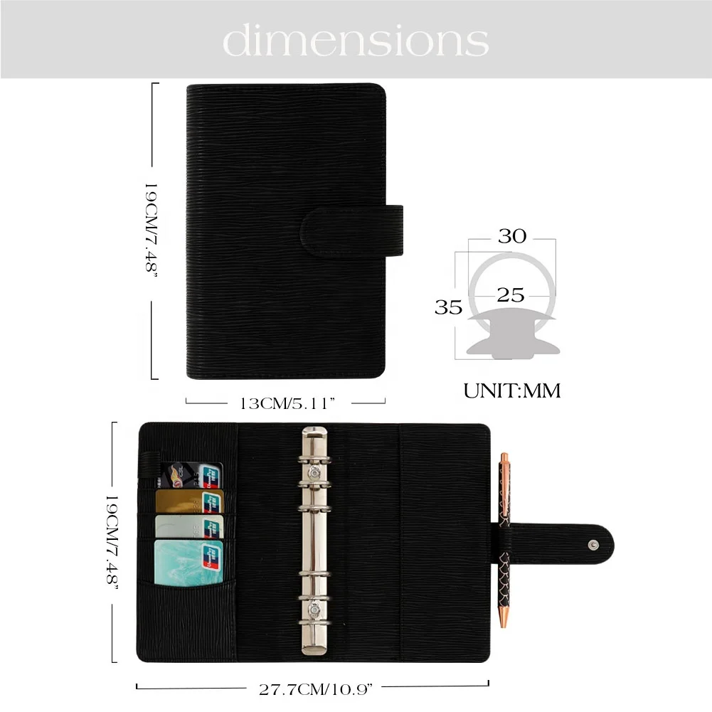 17-Colored A6 Saffiano Leather Budget Binder Organizer - Eco-Friendly 6-Ring Wallet for School & Office Use 17-Colored A6 Saffiano Leather Budget Binder Organizer - Eco-Friendly 6-Ring Wallet for School & Office Use
