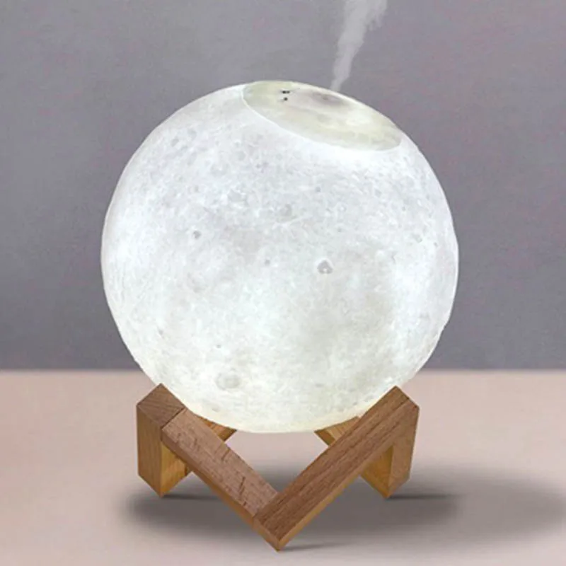 Moon Lamp Humidifier, 2 in 1 Moon Night Light & Humidifiers with USB  Recharge, 3 Colors 3D LED Moon Light with Stand, Aromatherapy Diffuser for  Kids