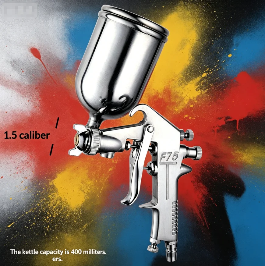 F75 High Pressure Pneumatic Paint Spray Gun | 400cc Aluminum Gravity Feed Spray Gun for Automotive & Wood Finishing