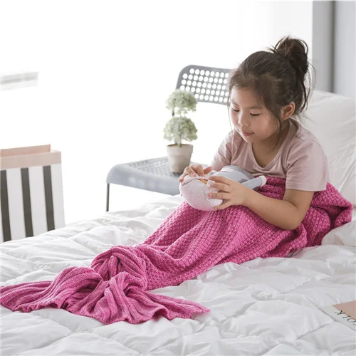 Soft INS same style suitable for spring and autumn children's mermaid tail knitted blanket supplier