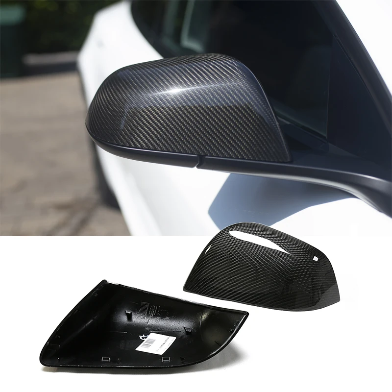 auto body accessories car carbon fiber parts mirror cover cap replacements for tesla model y