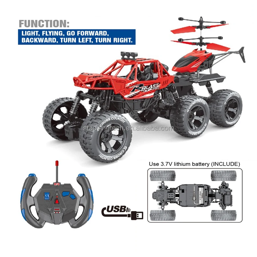 2in1 4-Channel RC Truck 6-Wheel Drift Car Indoor-Outdoor Ready-to-Go 15m Remote Control Off-Road Climbing Sensing Control