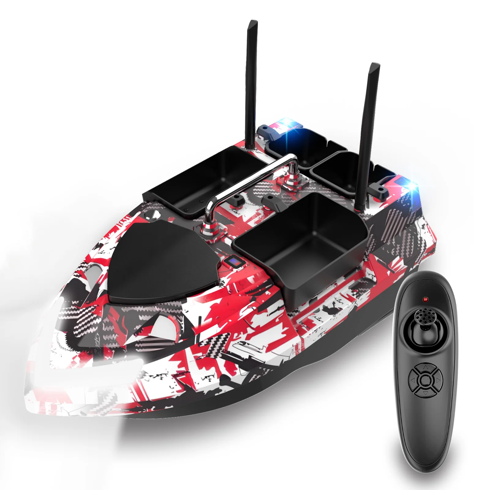 Remote Control Bobber Customize Version 4 Big Capacity Hoppers Bait Boat 500M Remote Control ...