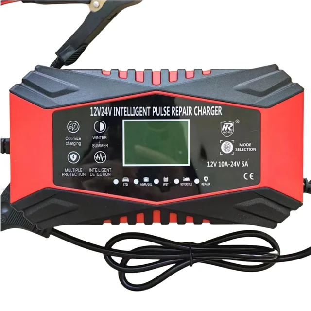 24V 6A cheaper price LCD Display automatic car battery charger  agm efb lead acid battery charger with UK AU US EU plug