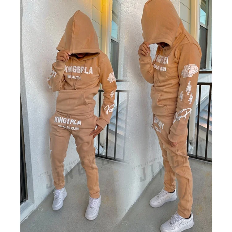 Custom Logo Sweat Suits High Quality Jogger Set Unisex Hoodie Tracksuit  Nude 3d Puff Printing Sweatsuit Men - Buy Custom Sweat Suits Men,Jogger Set  Unisex,Custom Logo Sweat Suits Product on