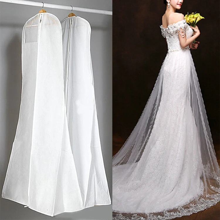 
Quality wholesale custom logo 600 denier polyester breathable clothes cover wedding long dress bridal gown non woven garment bag 