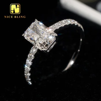 Excellent cut 1.54ct Radiant  Lab Diamond Ring Pave Setting E/VVS2 Clarity 18K White Gold Engagement Wedding Rings for Women
