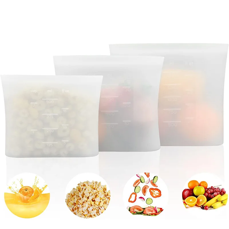 BPA Silicone Storage Bags Ziplock  Containers Freezer Bags Microwave Oven Safe for Kitchen Food Use manufacture