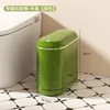 Narrow-slit trash can (half-lid type), green, wheel-free