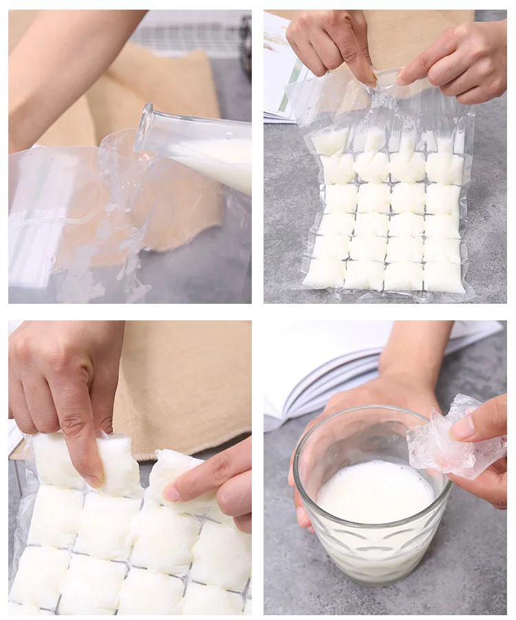 Custom Disposable Ice Cube Freezer Plastic Packaging Bags For Water And