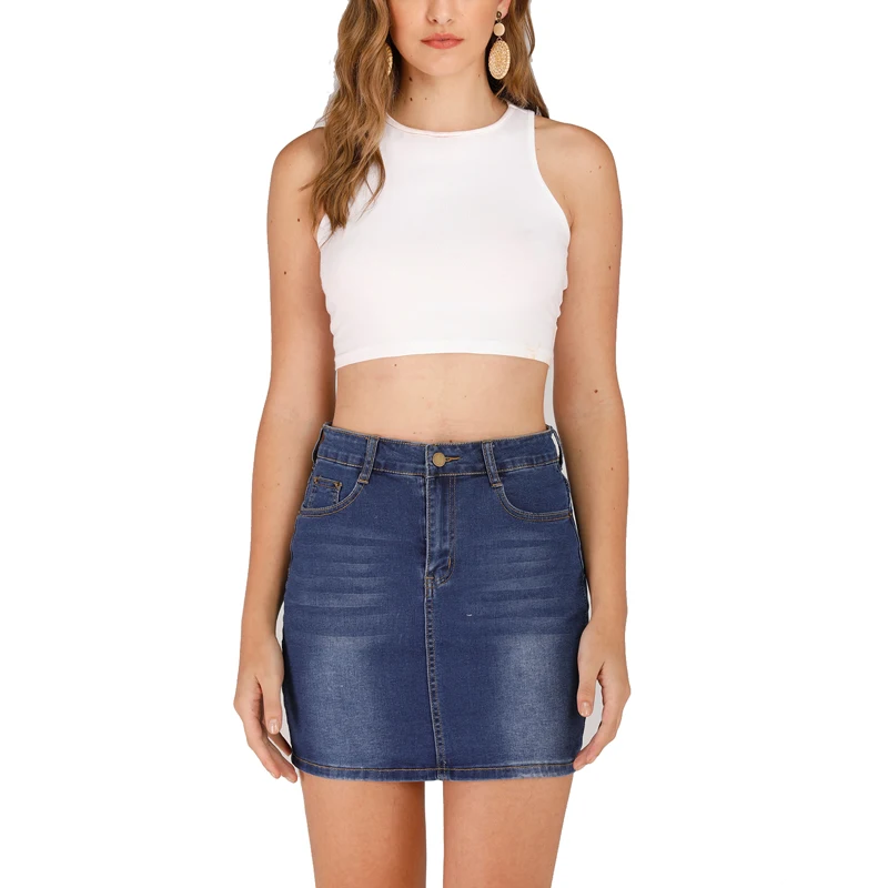 Stretch Denim Mini Skirt Jean Skirts 