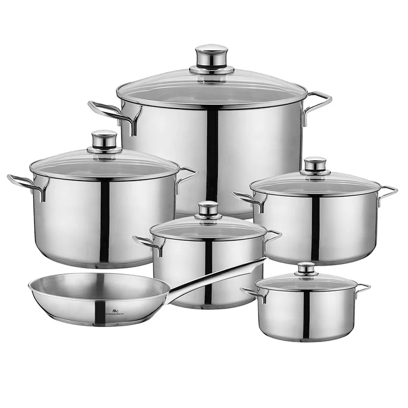 SY-Kitchenware Stainless Steel Cookware Set Silver Wmf Pot 304 OEMpots and Pans Set Induction Cooking