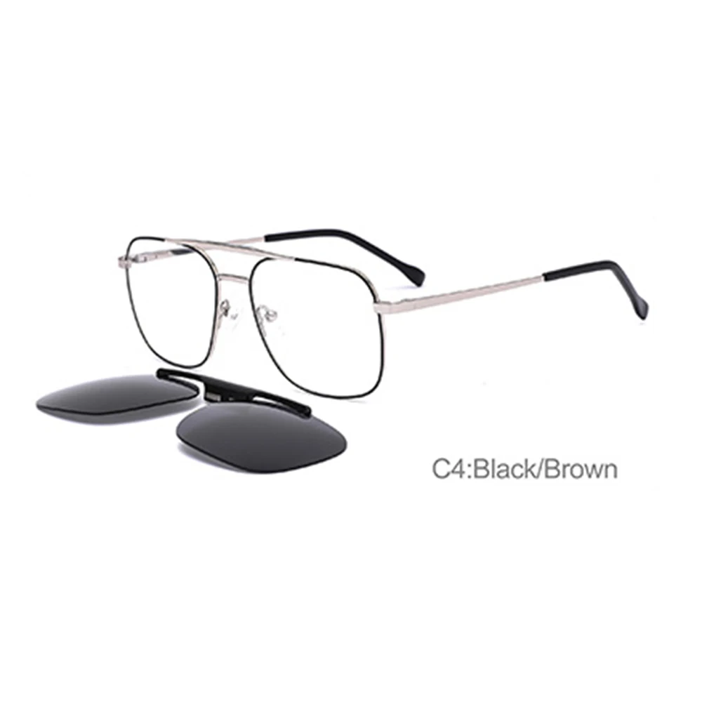 Unisex 2-in-1 round Style Optical Glasses Frames with Magnetic Clip-On  Sunglasses Polarized Lenses Stainless Steel Frame