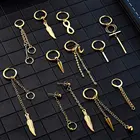 Earrings Jewelry Bts Earrings Korean Jewelry Women Men Custom Cross Moon Stainless Steel Long Chain Drop Hoop Huggie Dangle Earrings