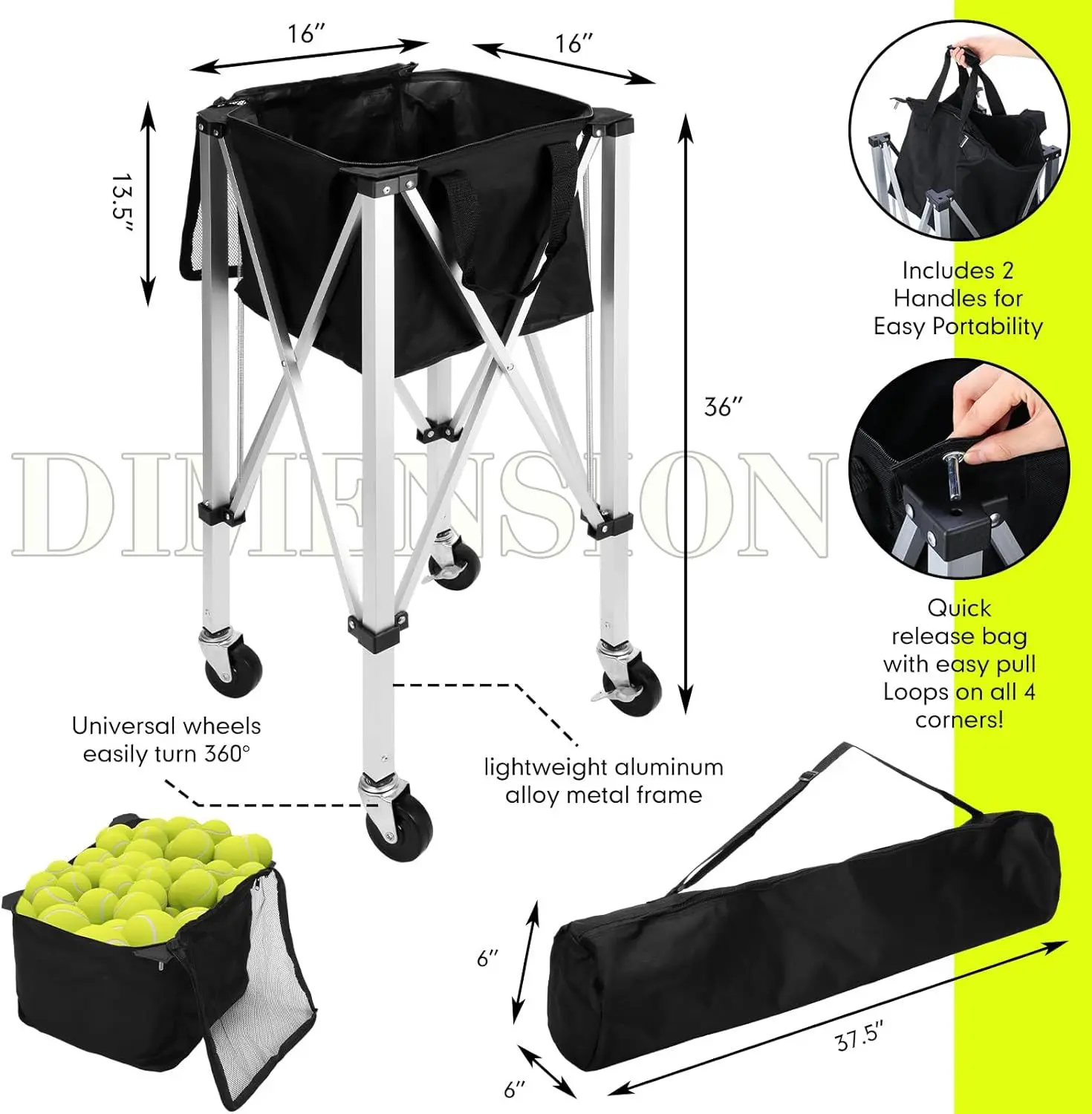 High Quality Tennis Cart With Wheels Support OEM Can Customize Color And Logo details