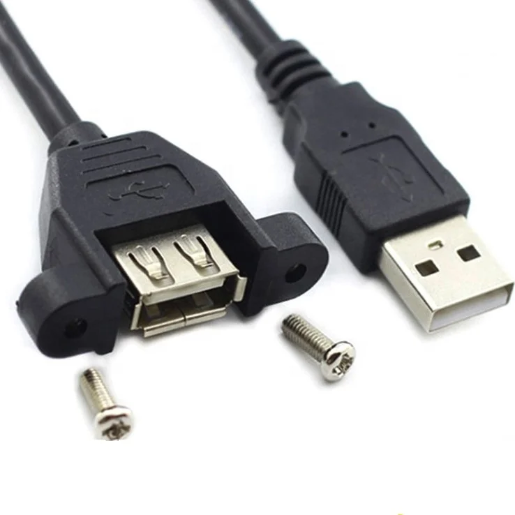Computer Cables 2 USB 2.0 Male to 2-Port USB 2.0 Female with 2 Screw Holes Extension Cable Length 50cm 