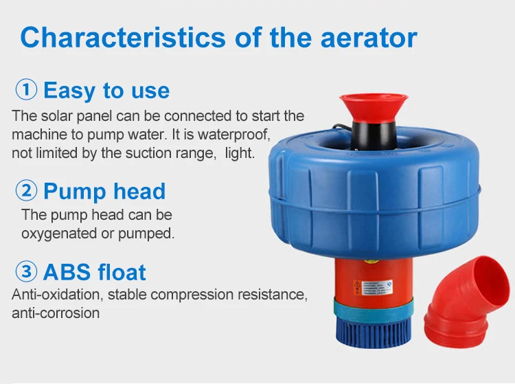 Jet Aerator Floating Farmland Irrigation Solar Air Pump for Large Pond Waterwheel Aerator