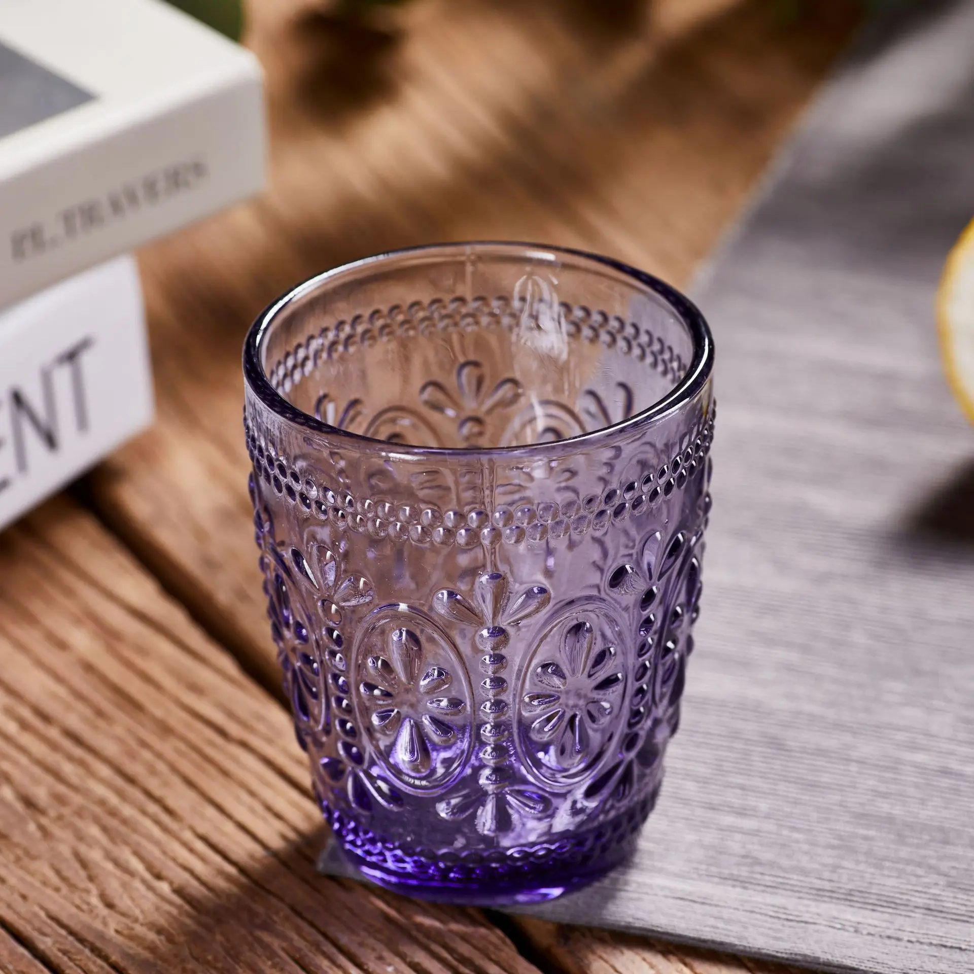 Embossed Colored Tumblers Whiskey Heat-resistant Thickened Hammer Glass Cup for Office